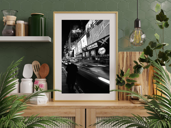 Elderly woman in Times Square New York fine art photographic print