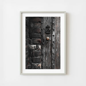 Historic wooden door with iron studs in Rye England