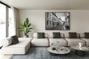 Empty Oxford street with traditional façades