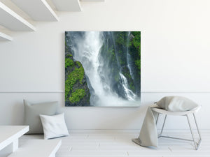 Powerful waterfall in remote wilderness landscape