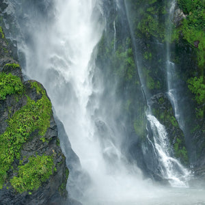 Fine art photo of mossy fjord waterfall