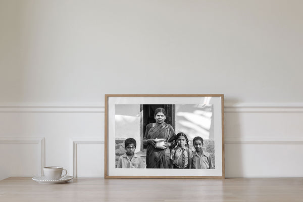 Mother with children India wall art