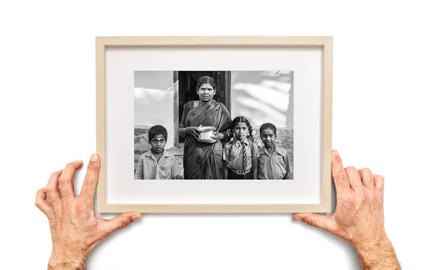 Traditional Indian family black and white