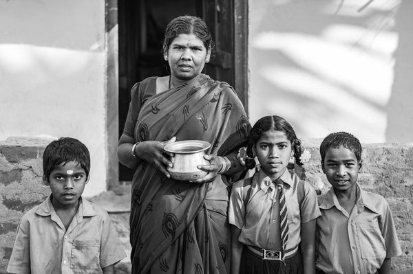 Black and white Indian family photograph