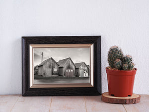 Historical fishing industry buildings in rural PEI