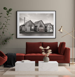 Old wooden fishing storage sheds in PEI, Canada