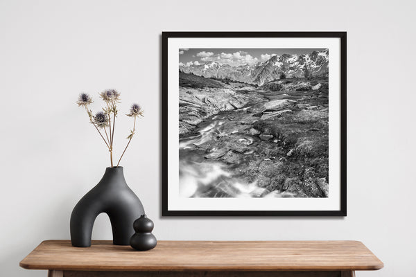 Stream in the Rockies black and white print