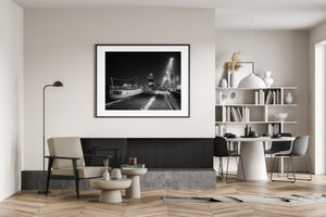 Warm February night at Aker Brygge pier wall art