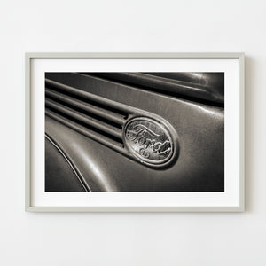 Vintage Ford V-8 emblem wall art