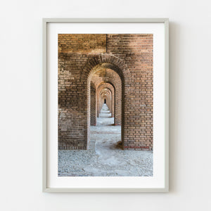 Arched walkways at historic Fort Jefferson in Key West