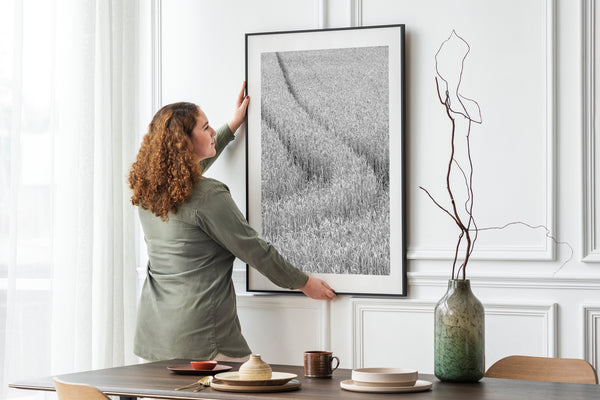 Serene wheat field selective focus print