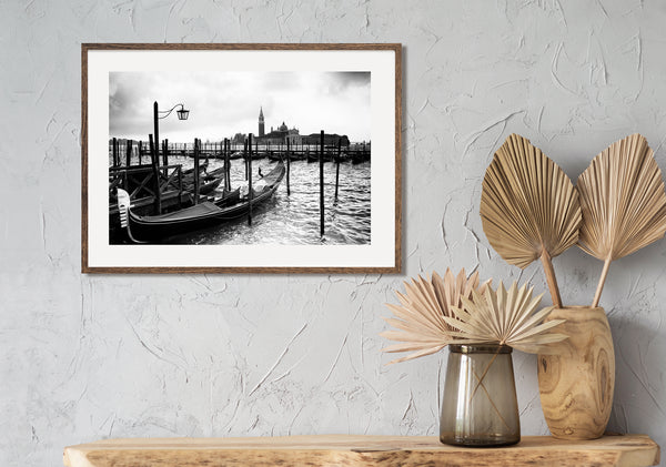 Gondolas resting in Venice