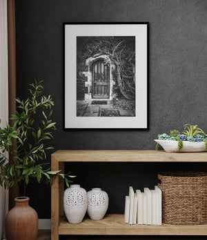 Architectural Hampton Court Palace doorway monochrome art