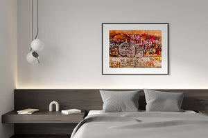 Colorful graffiti on brick wall