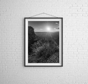 Sunset light burst over Grand Canyon South Rim