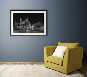 Fine Art foto van de Grote Kerk 's nachts in Nederland