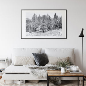 snowy forest trees winter landscape wall art canada