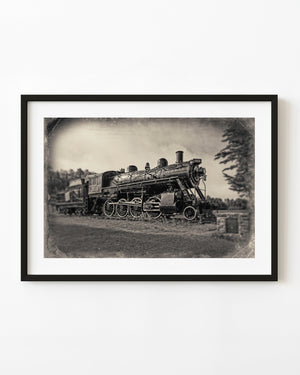 Steam locomotive 2616 appears with an antique textured finish in a Haliburton railway photograph