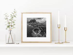 Black and white Hamnøy fishing village