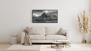 Lofoten winterbergen en dorpsgezicht