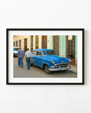 Havana Cuba street wall art with blue car