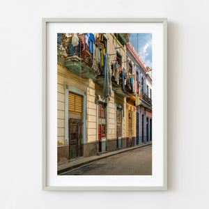 Colorful residential street in Havana Cuba in late afternoon sun