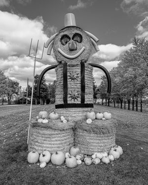Hay bale scarecrow art photograph Ontario