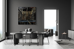 Industrial photograph of Toronto’s Hearn interior with pipes, platforms and heavy support beams.