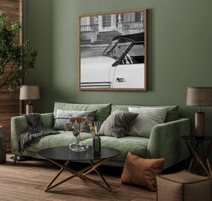 Historic car wall art showing Cord design lines