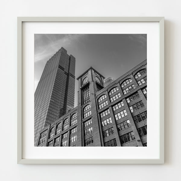 Historic and modern buildings by Chicago River wall art