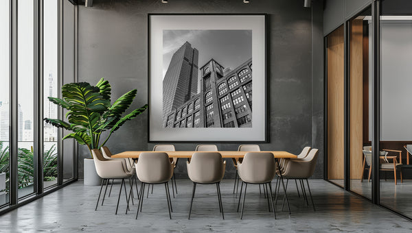 Chicago clock tower and skyscraper wall art