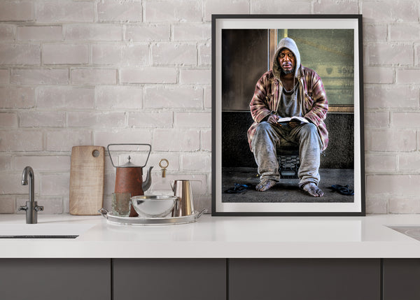 Homeless Man Reading Bible New York City | Photo Art Print fine art photographic print