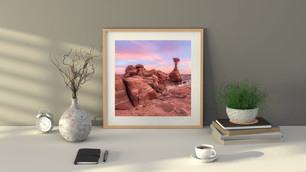 Natural hoodoos against pastel sky