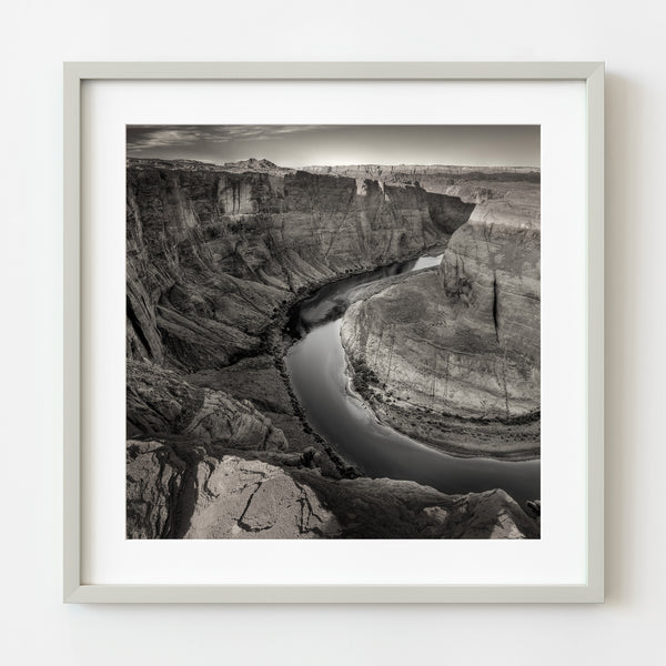 Black and white Horseshoe Canyon landscape