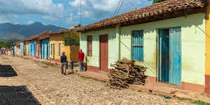 Historic Cuban village colourful houses wall art