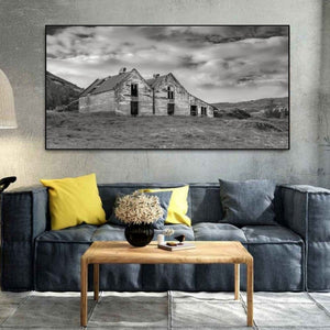 Cortijo abandonado Islandia en blanco y negro