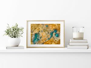 Overhead Iceland landscape with vivid blue-green geothermal pools and mottled mineral deposits.