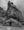 Drangshlid turf house built into cliff Iceland monochrome photo