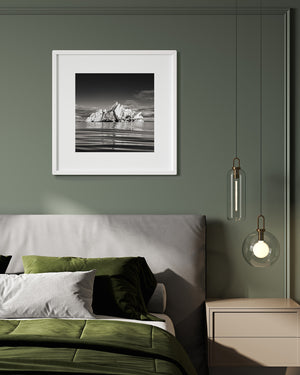 Minimalist black and white iceberg landscape in Iceland