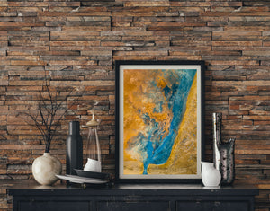 Abstract geothermal landscape Iceland with flowing turquoise mineral water