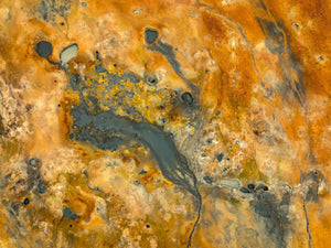 Drone photograph of volcanic geothermal basin near Myvatn Iceland