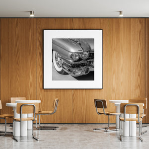 Dual headlamps and sculpted chrome of 1959 Cadillac