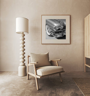 Detailed view of 1950s Cadillac chrome front end