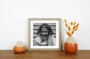 Detailed monochrome portrait of a weathered elderly man