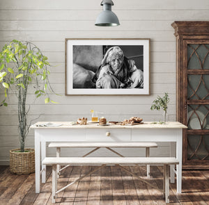 documentary style portrait older woman India black and white