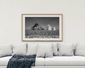 Photo noir et blanc de la dégradation des fermes de l'Indiana