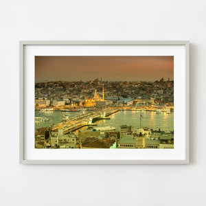 Istanbul Galata Bridge at sunset wall art