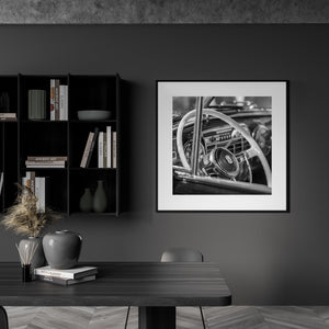 Interior shot through the window of a 1947 Cadillac