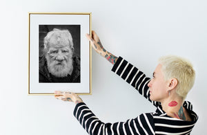 Detailed portrait showing wrinkles and expressive eyes