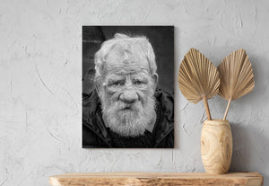 Weathered face and beard in black and white photography